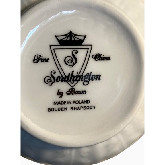 Southington By Baum Fine China Creamer & Sugar Bowl Set Golden Rhapsody White - Picture 2 of 11